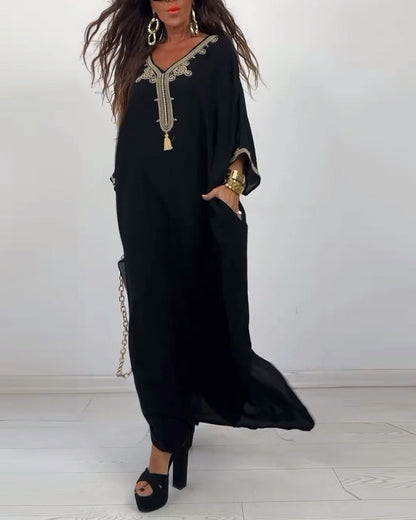 V-neck loose simple dress