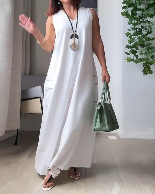Sleeveless V-Neck Casual Dress