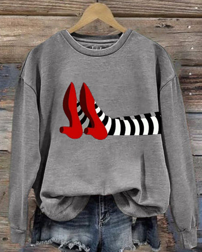 Women's Halloween Red Shoes Print Sweatshirt halloween sweatshirts