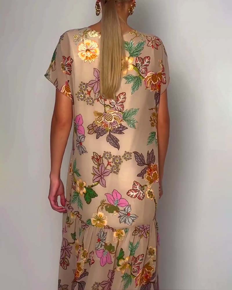 Round neck flower dress