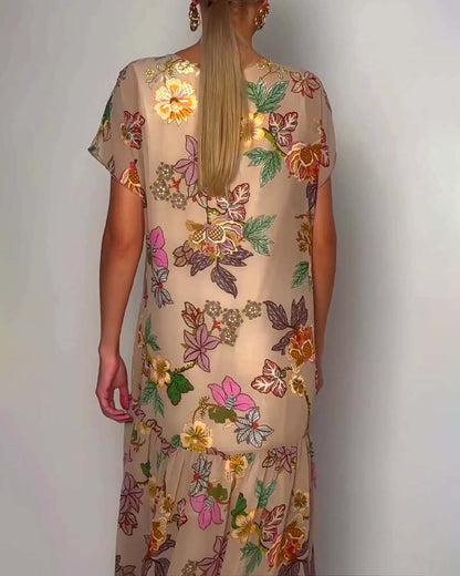 Round neck flower dress