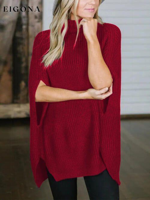 Turtleneck Slit Sleeveless Sweater A@Y@M clothes Ship From Overseas sweater sweaters Sweatshirt