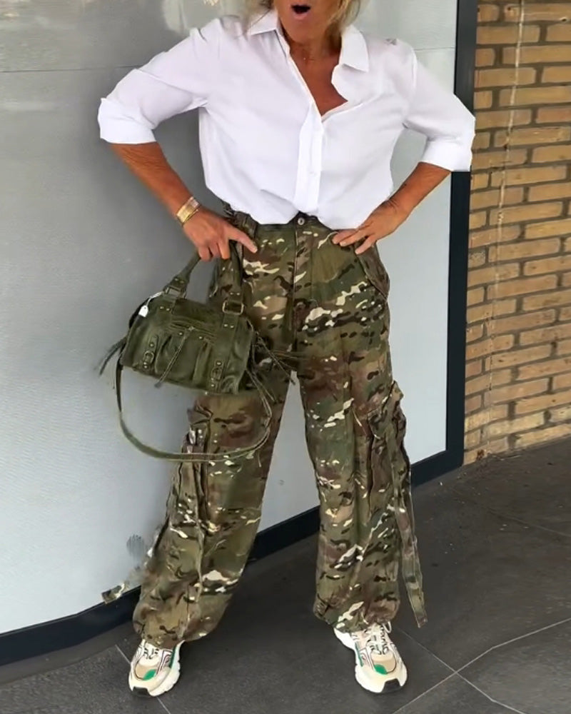 Camouflage overalls with pockets 2024 f/w pants