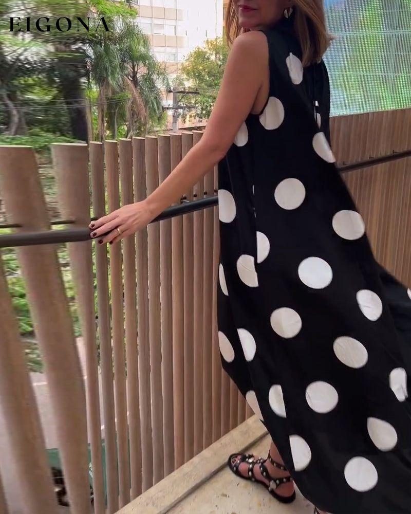 Sleeveless polka dot long dress casual dresses spring summer