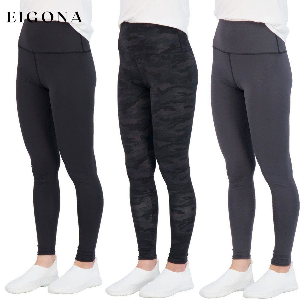 3-Pack: Women's Active Athletic Performance Leggings Black Black Camo Gray __stock:50 bottoms refund_fee:1200