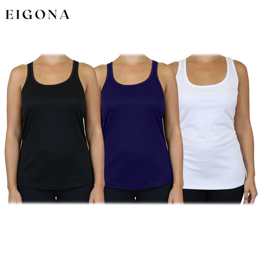 3-Pack: Women's Moisture Wicking Racerback Tank Black Navy White clothes refund_fee:1200 tops