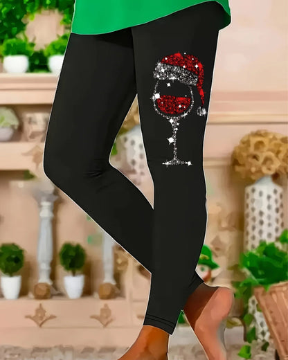 Wine Glass Print Leggings 2024 f/w Christmas leggings