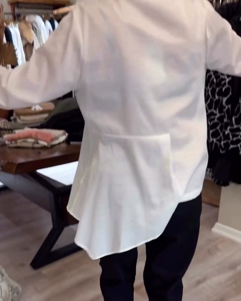 Camisa de cor sólida com lapela irregular