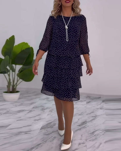 Polka dot print layered elegant dress casual dresses spring summer