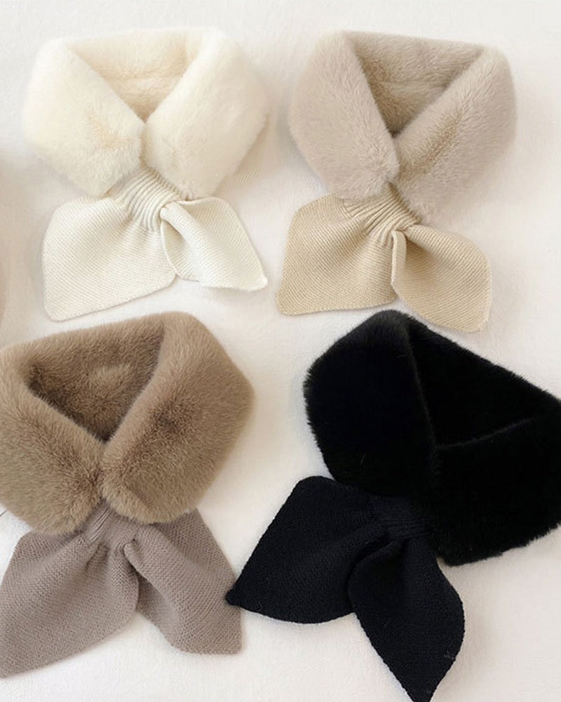 Fashionable Knitted Patchwork Fur Scarf