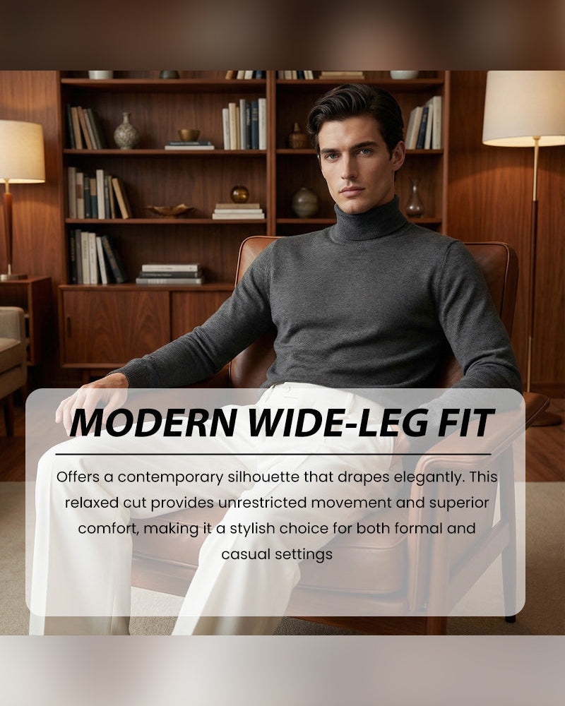 Men’s Casual Pleated Wide-Leg Pants