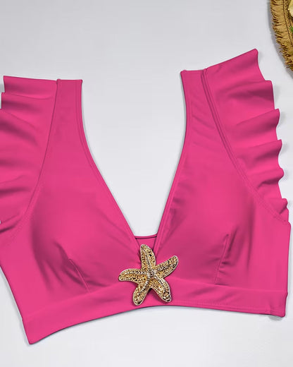 Ruffled Five-Pointed Star Two-Piece Swimsuit
