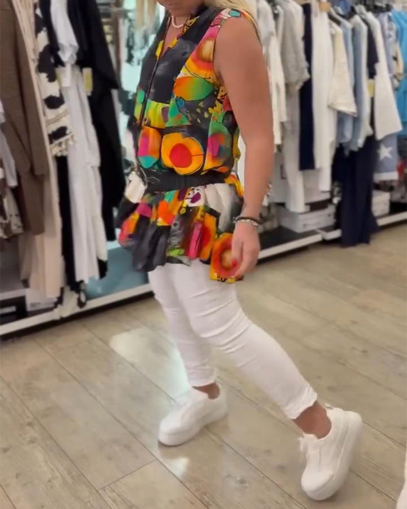 Retro Fashion Sleeveless Printed Tank Top