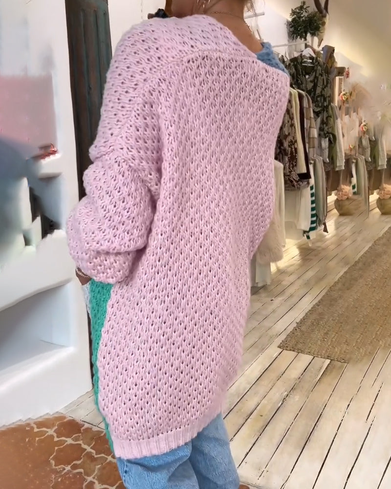 Mid-Length Colorful Cardigan