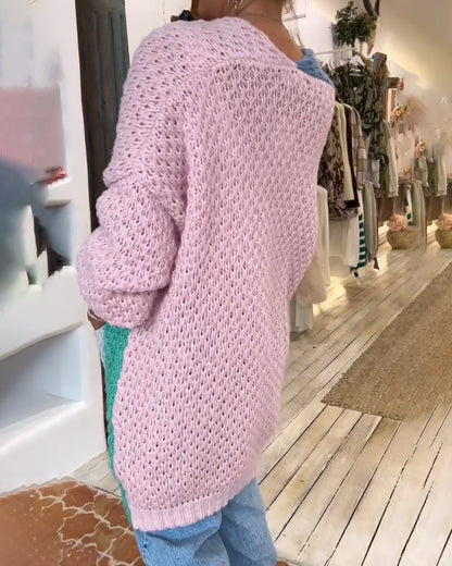 Mid-Length Colorful Cardigan