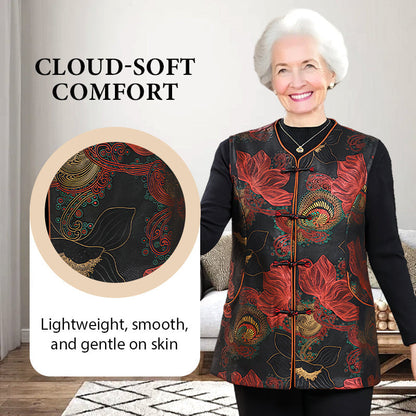 Retro-Chic Oriental Floral Embroidery Vest