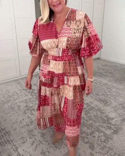 Oversize-Kleid mit Puffärmeln und Print