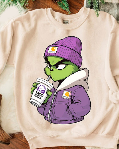 The Ginch Drink Taco Bell Sweatshirt 2024 f/w christmas grinch sweatshirts