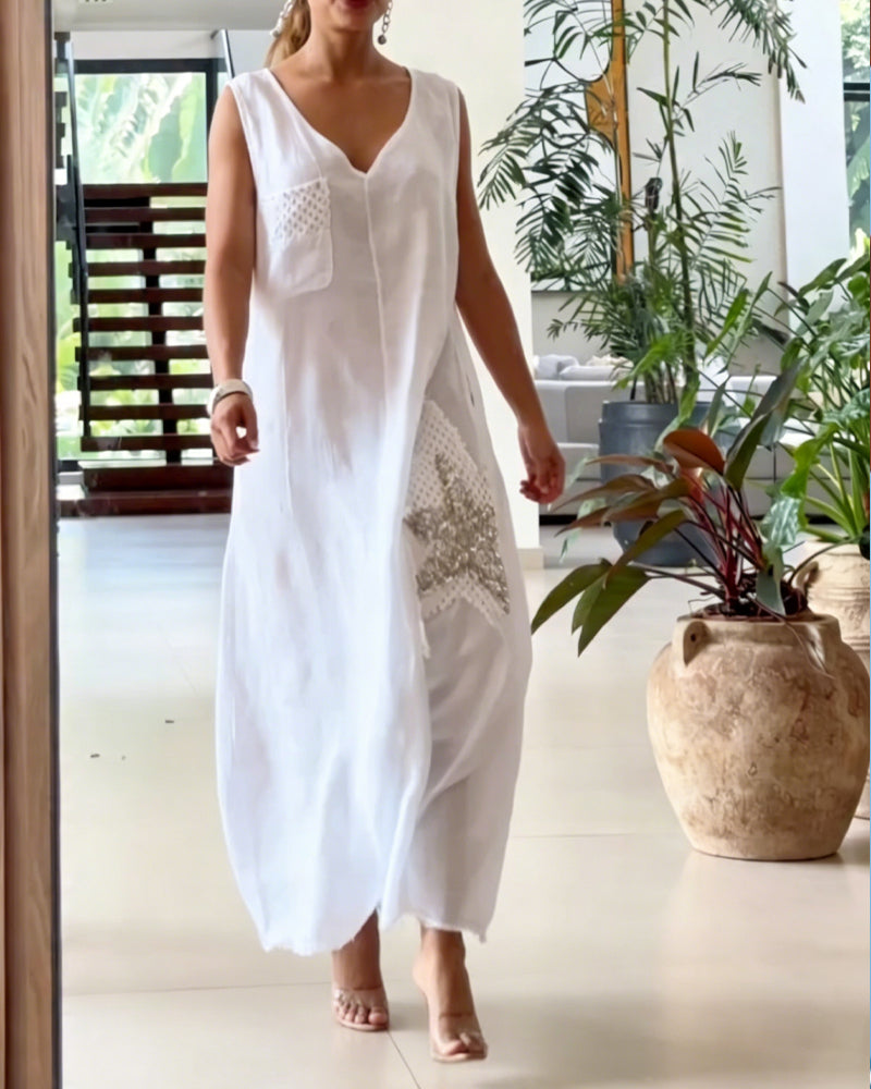 Sleeveless Loose Solid Color Dress