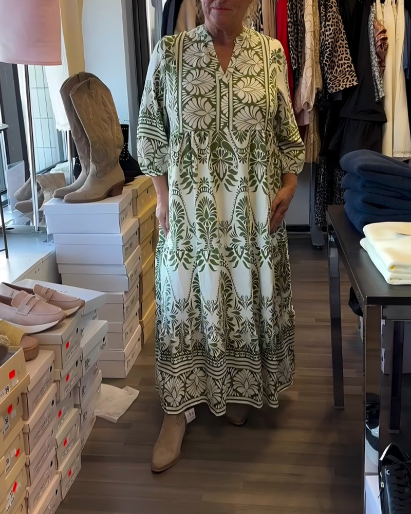 Floral-Print V-Neck Dress