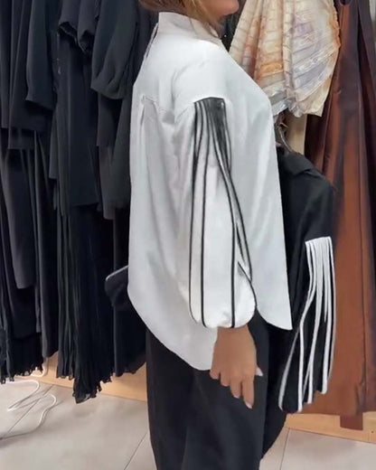 Contrast Line Long-Sleeved Shirt