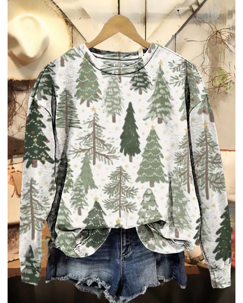 Women's Christmas Tree Casual Sweatshirt 2024 F/W Christmas hoodies & sweatshirts women's christmas