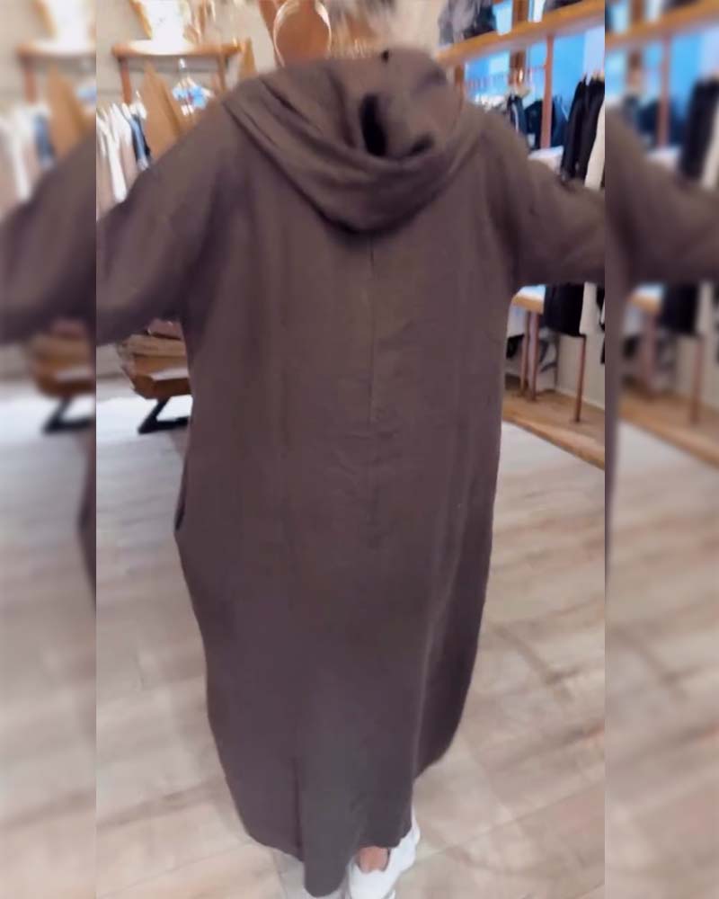 Hooded Long Sleeve Loose Dress
