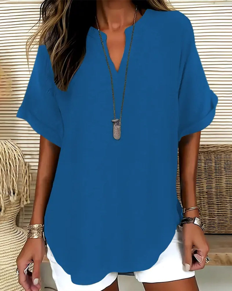 Loose Solid Color Women's Casual Blouse