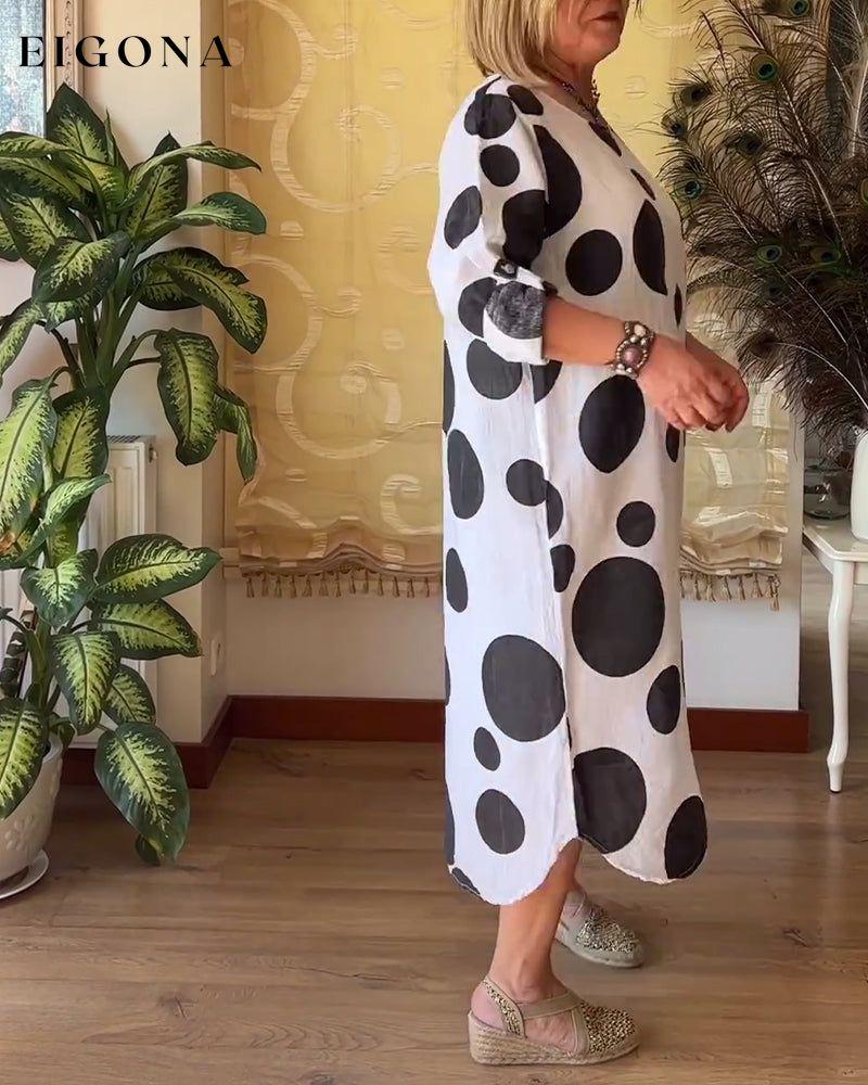 Big polka dot print round neck loose casual dress casual dresses spring summer