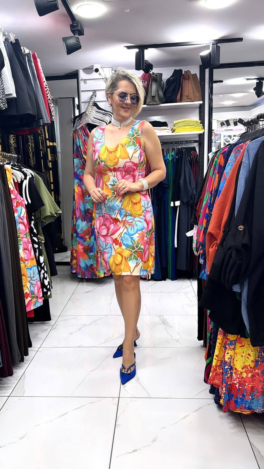 Sleeveless V-Neck Floral Waist Dress