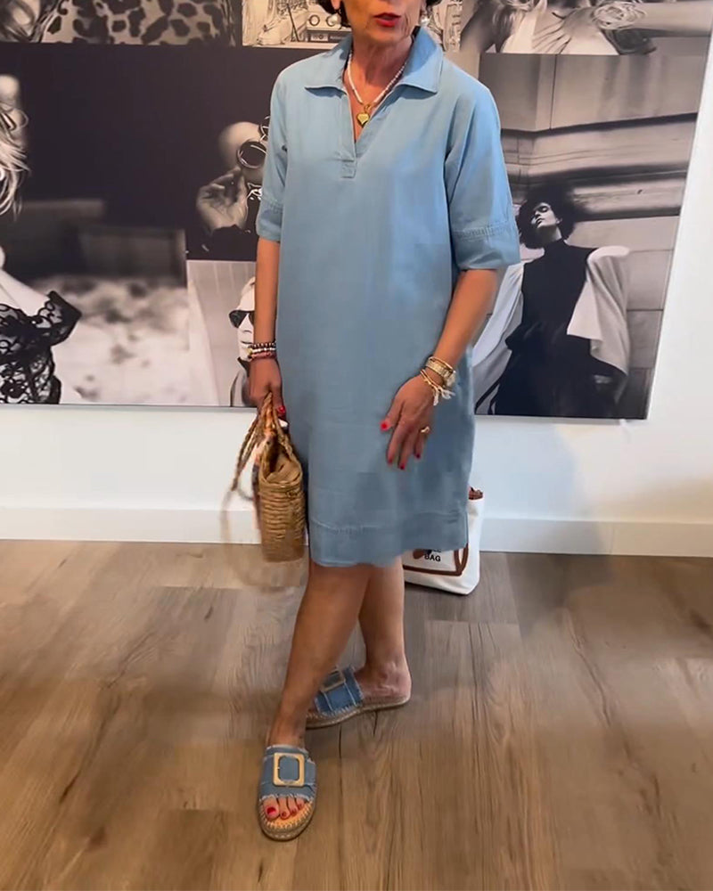 Lapel Casual Short Sleeve Dress