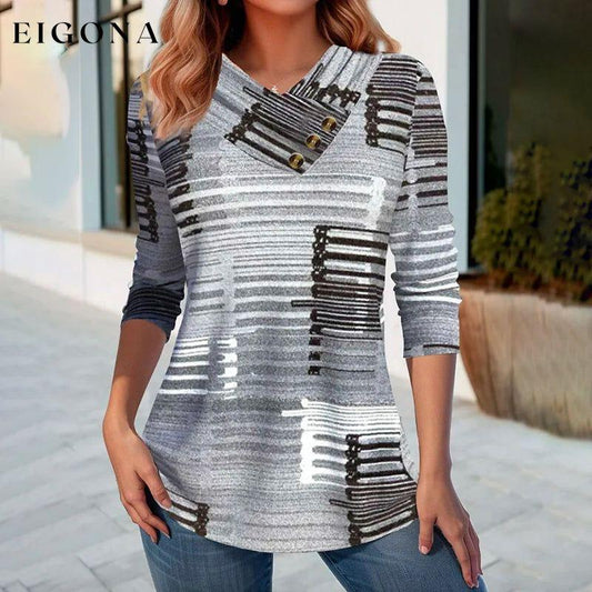 Vintage Gradient Striped Blouse Multicolor best Best Sellings clothes Plus Size Sale tops Topseller