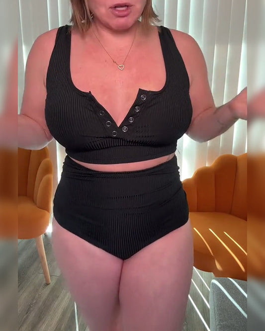 Bikini con scollo a U in tinta unita