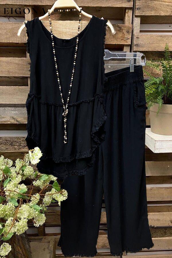 Women's Casual Sleeveless Vest + Casual Wide Leg Pants Set