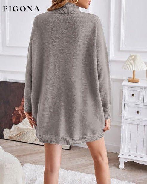 Exposed Seam Mock Neck Slit Sweater clothes SF Knit Ship From Overseas Sweater sweaters