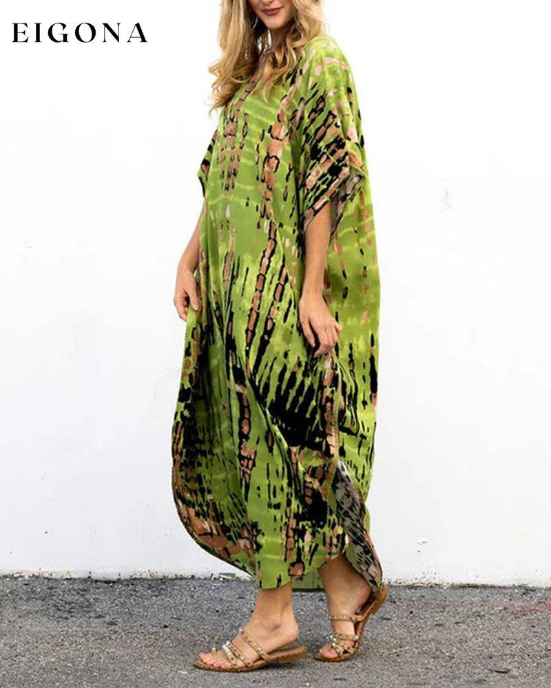 Loose printed three-quarter sleeve long dress casual dresses spring summer