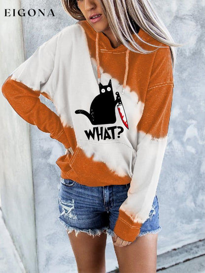 Women's Halloween Fun Black Cat Tie Dye Print Hoodie