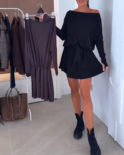 Off-Shoulder With Leggings Dress