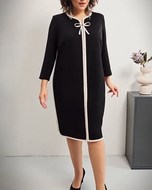 Bow Black And White Shift Dress 2024 f/w casual dresses