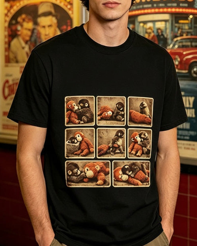 Vintage Monkey Print Short Sleeve T-Shirt