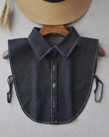 Classic Edgy Denim False Collar