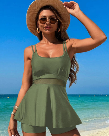 Sexy Sheer Mesh Patchwork Tankini