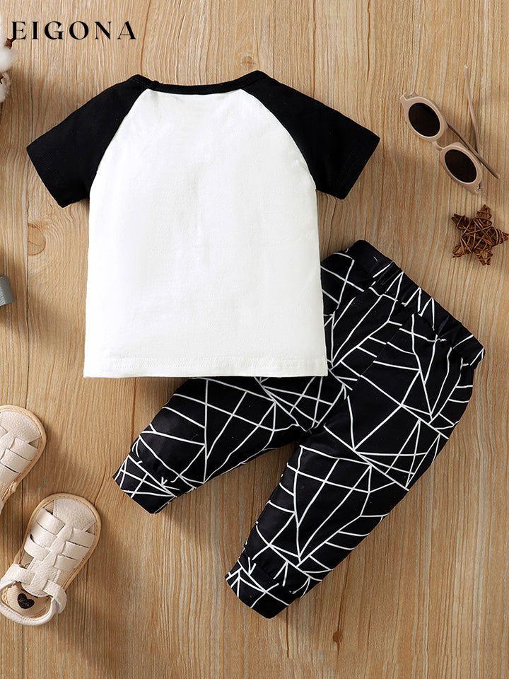 Round Neck Raglan Sleeve T-Shirt and Printed Pants Set B*L clothes Ship From Overseas Shipping Delay 09/29/2023 - 10/03/2023 trend