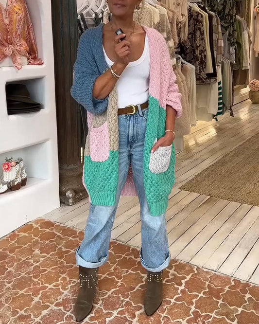 Mid-Length Colorful Cardigan