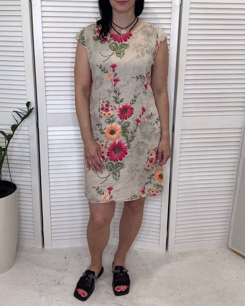 Vintage floral print pocket dress 202466 casual dresses summer