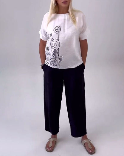 Lässiges Hosenset mit Print und Taschen