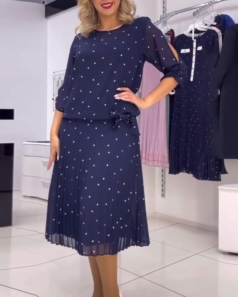 Round collar polka dot casual dress 2024 f/w casual dresses spring