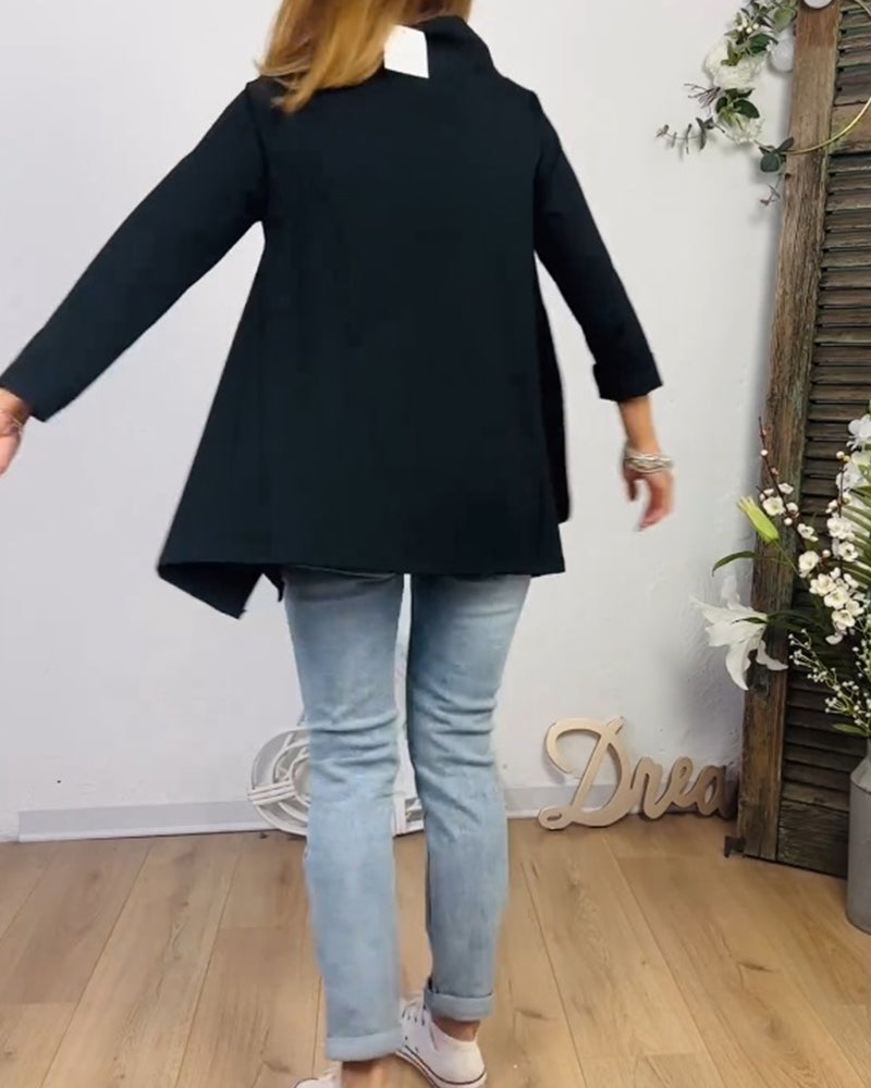 Casual Round Neck Long Sleeve Top 2023 f/w 202466 23BF blouse&shirts Blouses & Shirts spring