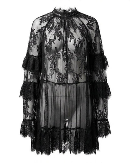 Elegant Hollow-Out Lace Dress