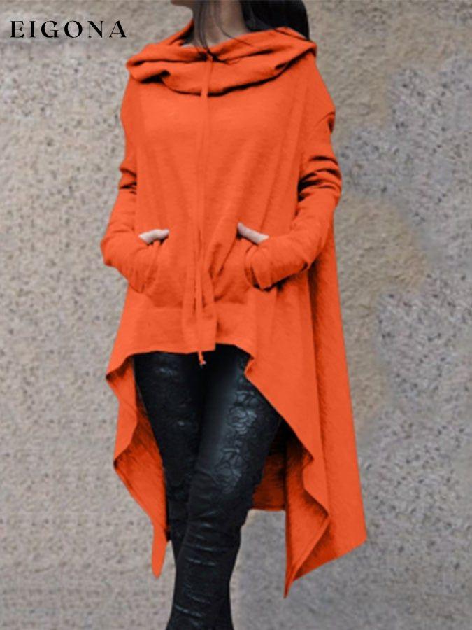 Solid Color Irregular Hoodie